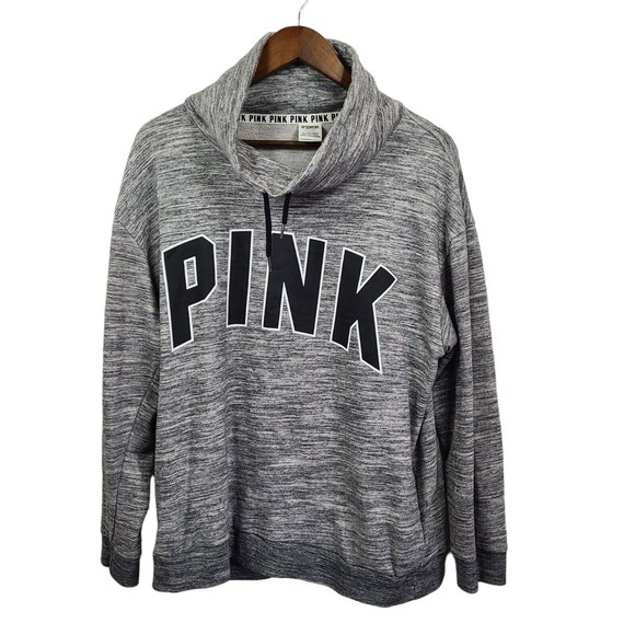 Victoria Secret Pink Cowl Neck Pull Over Logo Sweatshirt Large - Picture 1 of 4